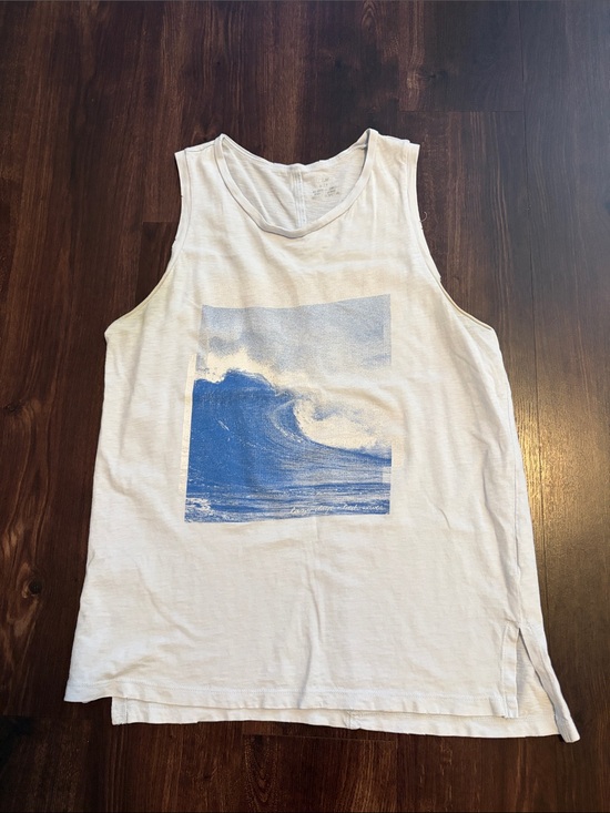 aerie Tops - aerie Dusty Blue Tank Top with Blue Wave Graphic